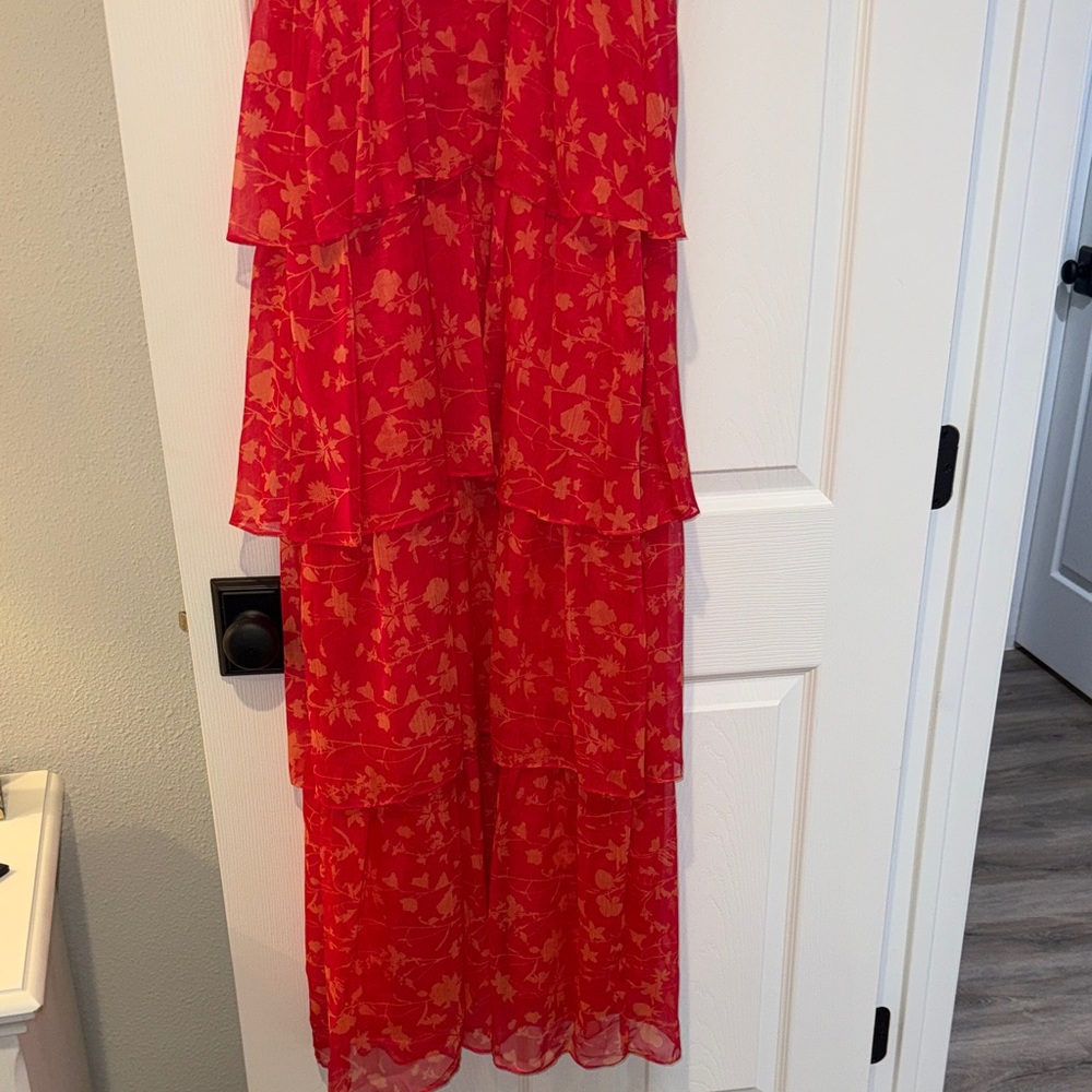 Amanda Uprichard Pink Floral Tiered Spaghetti-Strap Gown - Picture 12 of 14